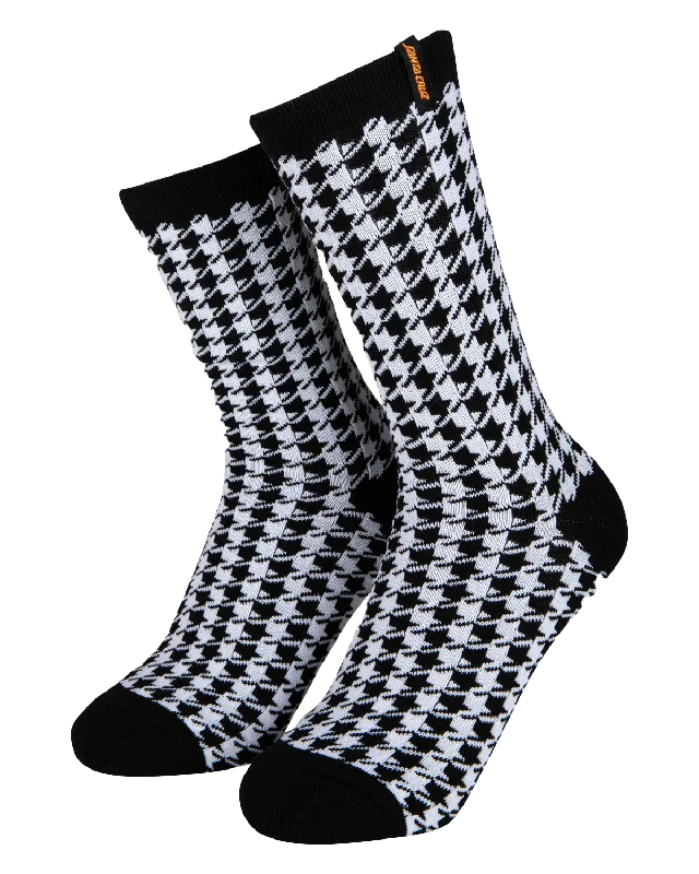 Strip Houndstooth Socks in Black & White