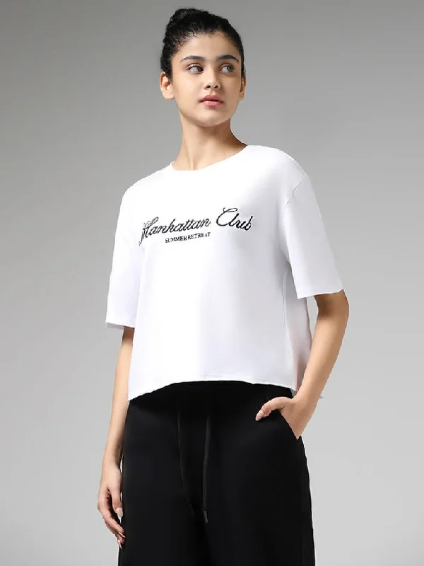 Women's pants for office meetings High - waisted women jeans for a flattering silhouette Studiofit Typography Printed White Cotton T-Shirt Women's pants for office meetings High - waisted women jeans for a flattering silhouette Studiofit Typography Printed White Cotton T-Shirt