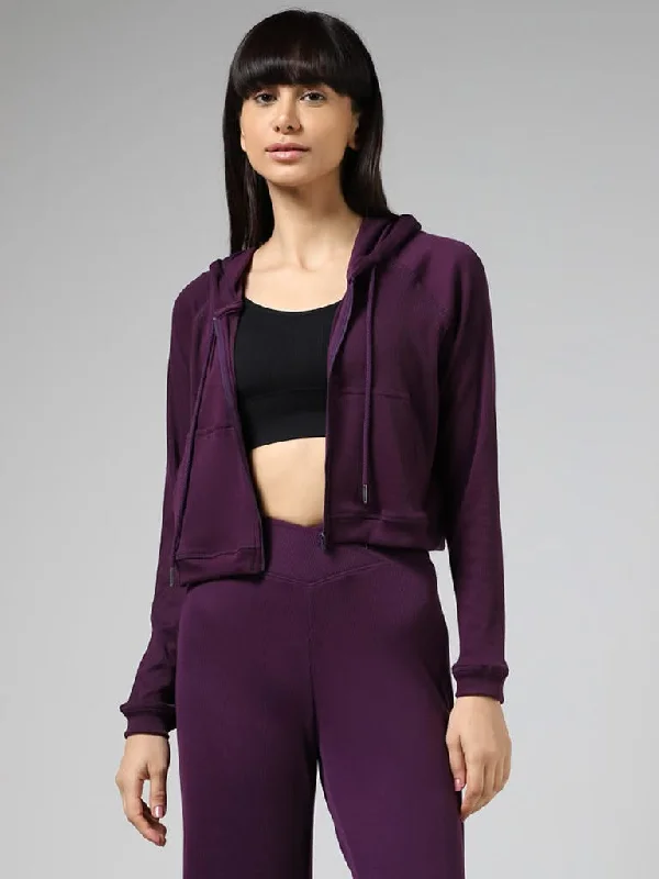 Women's pants for running Wide - leg women jeans for a modern and relaxed vibe Superstar Dark Purple Fluted Hoodie Jacket Women's pants for running Wide - leg women jeans for a modern and relaxed vibe Superstar Dark Purple Fluted Hoodie Jacket