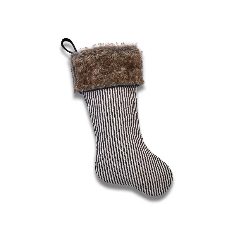 Maternity support stockings for expectant mothersTicking Stripe Stocking with Faux Fur Cuff Maternity support stockings for expectant mothersTicking Stripe Stocking with Faux Fur Cuff