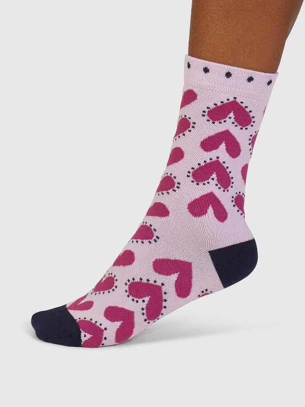 Tyas Heart Organic Cotton Socks - Dusk Lilac