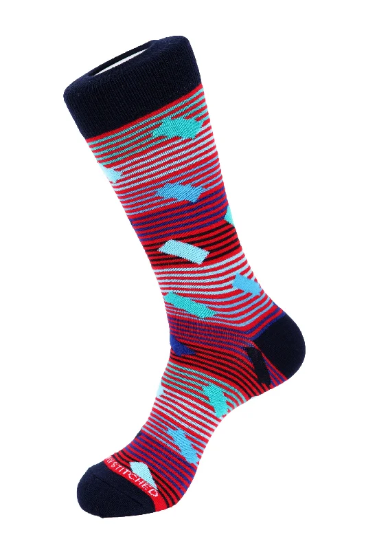 Women's sequined nylon thigh - high socks for parties​BRICK STRIPE