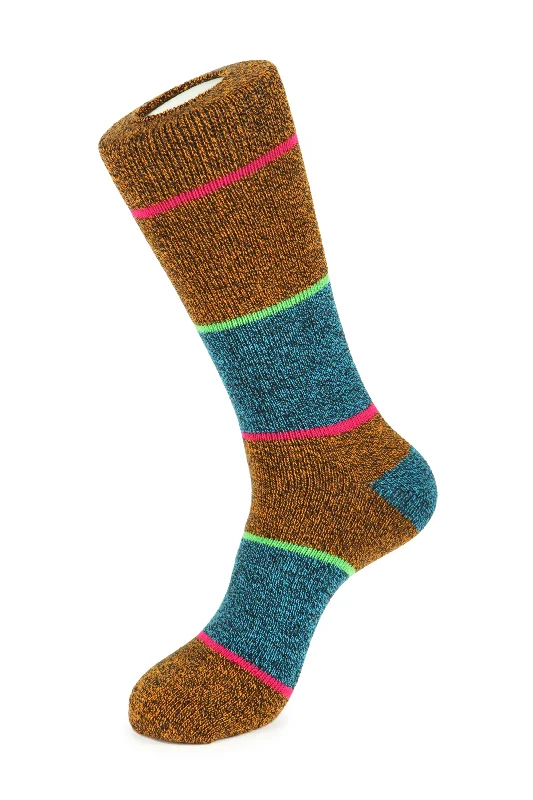 Women's fleece - backed cotton blend socks for warmth​Bridge Stripe