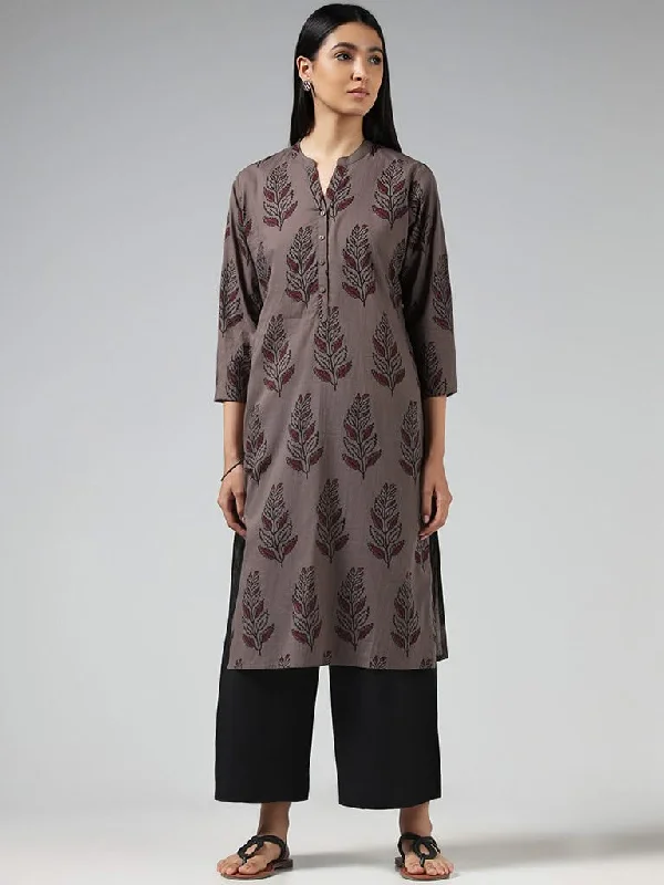Women's high - waisted yoga pants Skinny women jeans with a form - fitting design Utsa Grey Leaf Printed Cotton Kurta Women's high - waisted yoga pants Skinny women jeans with a form - fitting design Utsa Grey Leaf Printed Cotton Kurta