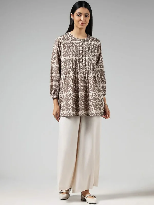 Women's sequined party pants Mom jeans for a nostalgic and casual look Utsa Grey Printed Cotton Pintuck Tunic Women's sequined party pants Mom jeans for a nostalgic and casual look Utsa Grey Printed Cotton Pintuck Tunic