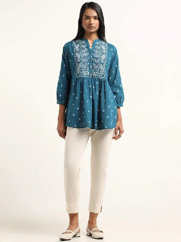 Women's pants for snowboarding Button - fly women jeans with a traditional touch Utsa Indigo Printed Gathered Cotton Kurti Women's pants for snowboarding Button - fly women jeans with a traditional touch Utsa Indigo Printed Gathered Cotton Kurti