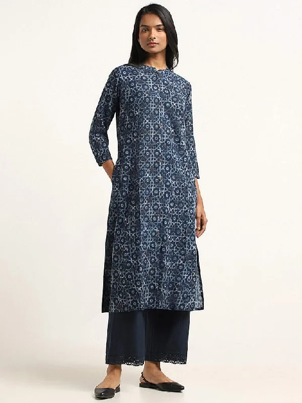 Women's ruffled hem dress pants Cargo women jeans with multiple pockets for added functionality Utsa Indigo Printed Kurta Women's ruffled hem dress pants Cargo women jeans with multiple pockets for added functionality Utsa Indigo Printed Kurta