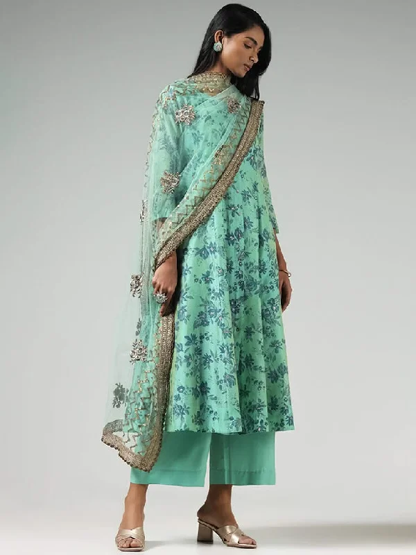 Women's long - length casual pants Straight - leg women jeans with a classic and timeless appeal Vark Green Floral Printed Button-down Cotton Kurta, Palazzos, Inner and Dupatta Set Women's long - length casual pants Straight - leg women jeans with a classic and timeless appeal Vark Green Floral Printed Button-down Cotton Kurta, Palazzos, Inner and Dupatta Set