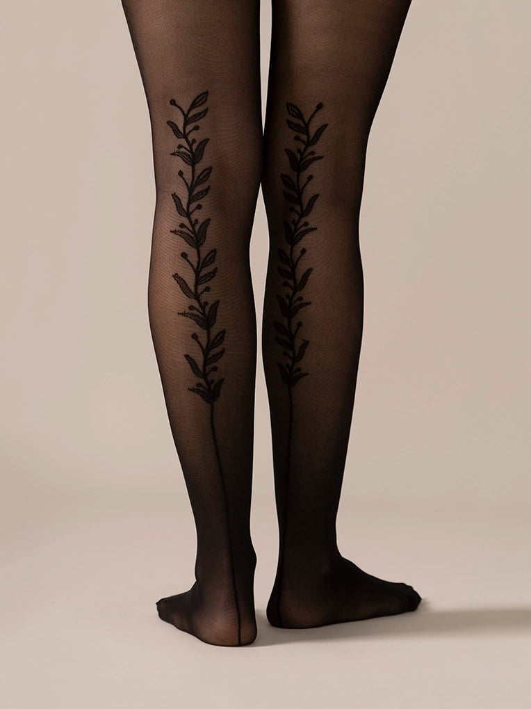 women tights with a side - stripe for a sporty lookBack Vine Sheer Tights 30D in Black