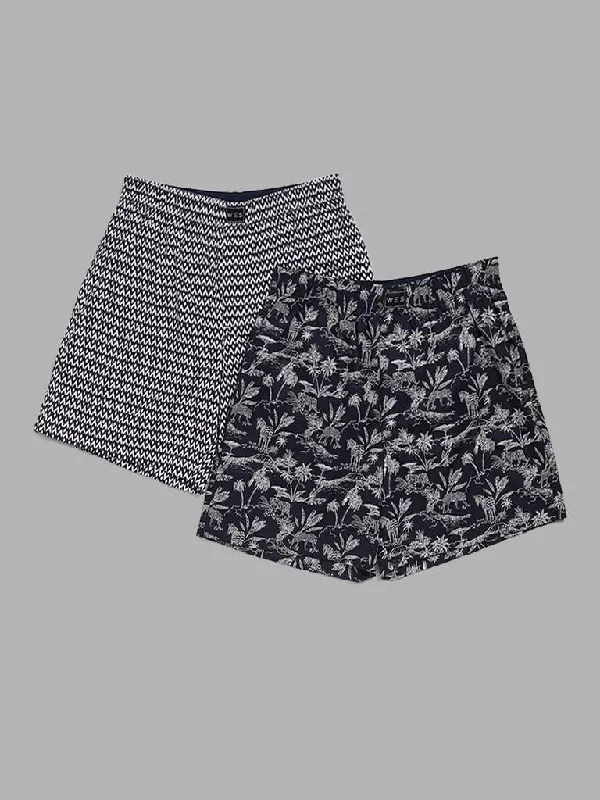 Women's pants for beach parties Straight - leg women jeans with a classic and timeless appeal WES Lounge Navy Printed Cotton Boxers - Pack of 2 Women's pants for beach parties Straight - leg women jeans with a classic and timeless appeal WES Lounge Navy Printed Cotton Boxers - Pack of 2
