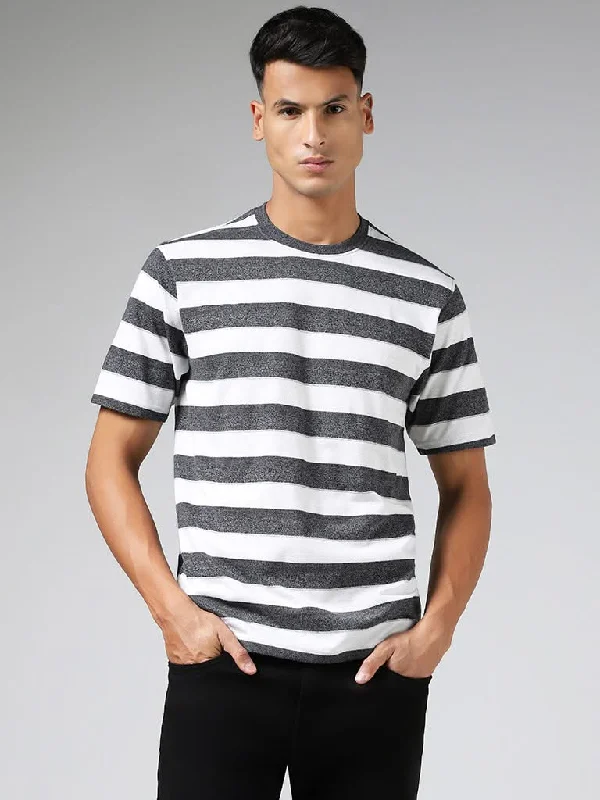 Women's embroidered ethnic pants Ripped women jeans for a rebellious and fashion - forward style WES Lounge White Striped Cotton Blend Relaxed-Fit T-Shirt Women's embroidered ethnic pants Ripped women jeans for a rebellious and fashion - forward style WES Lounge White Striped Cotton Blend Relaxed-Fit T-Shirt