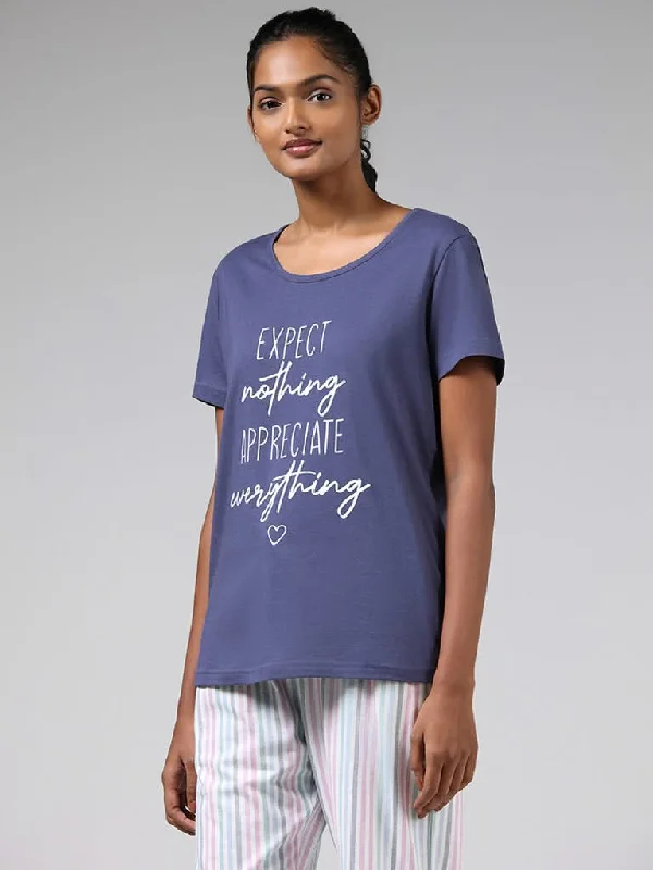 Women's sustainable fashion pants Jeggings women jeans combining the comfort of leggings and style of jeans Wunderlove Blue Contrast Printed Cotton T-Shirt Women's sustainable fashion pants Jeggings women jeans combining the comfort of leggings and style of jeans Wunderlove Blue Contrast Printed Cotton T-Shirt