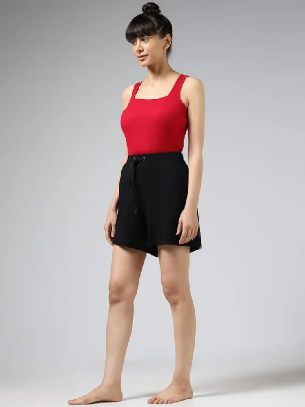 Women's straight - leg lounge pants Mom jeans for a nostalgic and casual look Wunderlove Cherry Red Self-Striped Cotton Blend Camisole Women's straight - leg lounge pants Mom jeans for a nostalgic and casual look Wunderlove Cherry Red Self-Striped Cotton Blend Camisole