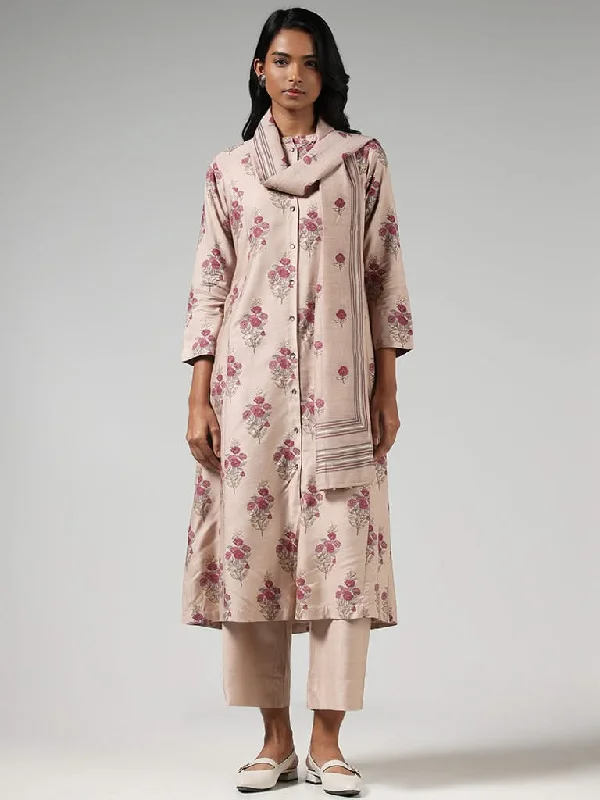 Women's pants for dancing Acid - wash women jeans with a retro finish Zuba Nude Brown Floral Printed Button-down Kurta Women's pants for dancing Acid - wash women jeans with a retro finish Zuba Nude Brown Floral Printed Button-down Kurta