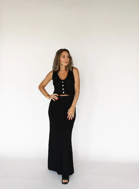 Lexi Knit Maxi Skirt - Black - Final Sale