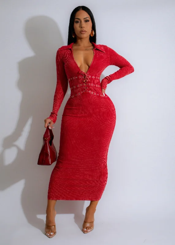 Love Spree Ribbed Maxi Dress Red