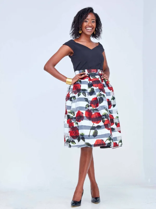 The Fashion Frenzy Floral Dress - Black