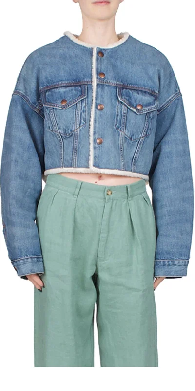 Women's longline double - breasted camel coats for a sophisticated lookBlake Oversized Cropped Denim Jacket In Blue Women's longline double - breasted camel coats for a sophisticated lookBlake Oversized Cropped Denim Jacket In Blue