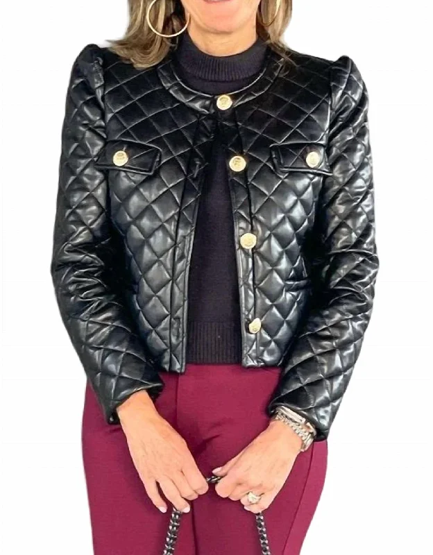 Women's cropped leather coats with silver studs for an edgy lookCropped Quilted Coco Jacket In Black Women's cropped leather coats with silver studs for an edgy lookCropped Quilted Coco Jacket In Black