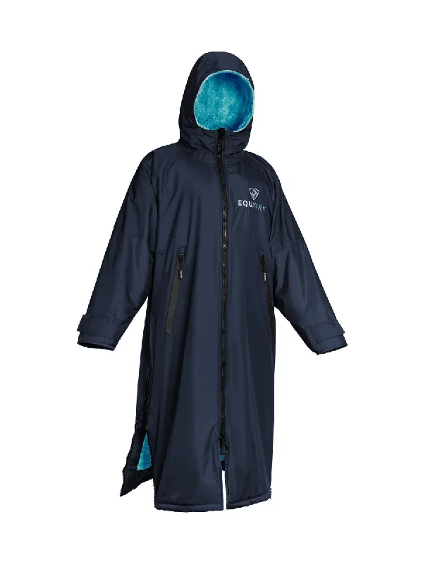 Quilted down women's coats with removable hoods for outdoor activitiesEQUIDRY | All Rounder Original Women's | Navy/Turquoise Quilted down women's coats with removable hoods for outdoor activitiesEQUIDRY | All Rounder Original Women's | Navy/Turquoise
