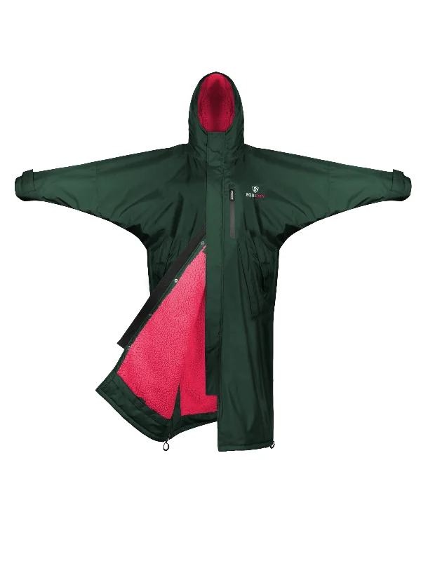 Shearling - lined women's leather coats for ultimate warmth and luxuryEvolution Women's | Thick Fleece | Fixed Hood | Black Forest Green/Peacock Pink Shearling - lined women's leather coats for ultimate warmth and luxuryEvolution Women's | Thick Fleece | Fixed Hood | Black Forest Green/Peacock Pink