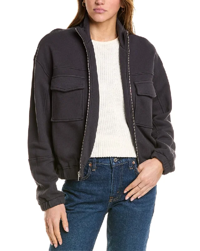 Women's cropped leather coats with silver studs for an edgy lookMonrow Seamed Bomber Jacket Women's cropped leather coats with silver studs for an edgy lookMonrow Seamed Bomber Jacket