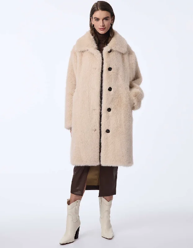 Women's knee - length wool blend coats with a fur collar for added warmthRegal Faux Fur Coat Women's knee - length wool blend coats with a fur collar for added warmthRegal Faux Fur Coat