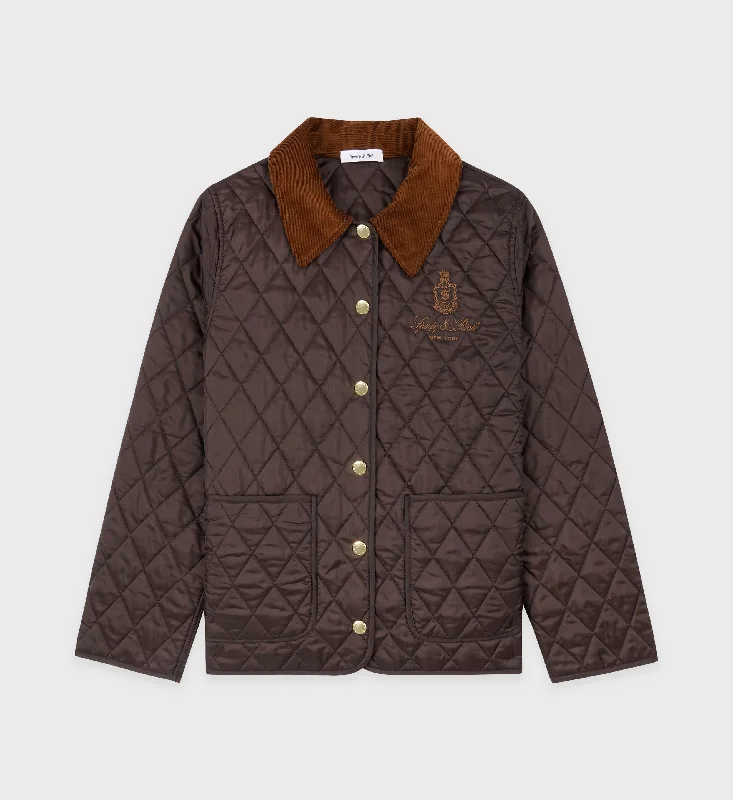 Quilted down women's coats with removable hoods for outdoor activitiesVendome Nylon Quilted Jacket - Chocolate/British Tan Quilted down women's coats with removable hoods for outdoor activitiesVendome Nylon Quilted Jacket - Chocolate/British Tan