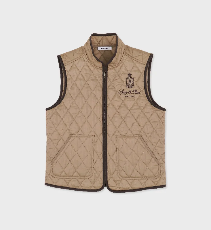 Plus size women's wool blend coats for a warm and stylish winterVendome Quilted Riding Vest - Beige/Chocolate Plus size women's wool blend coats for a warm and stylish winterVendome Quilted Riding Vest - Beige/Chocolate