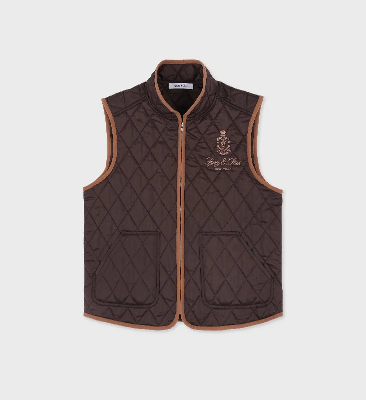 Water - resistant women's trench coats with adjustable cuffs for rainy daysVendome Quilted Riding Vest - Chocolate/Tan Water - resistant women's trench coats with adjustable cuffs for rainy daysVendome Quilted Riding Vest - Chocolate/Tan