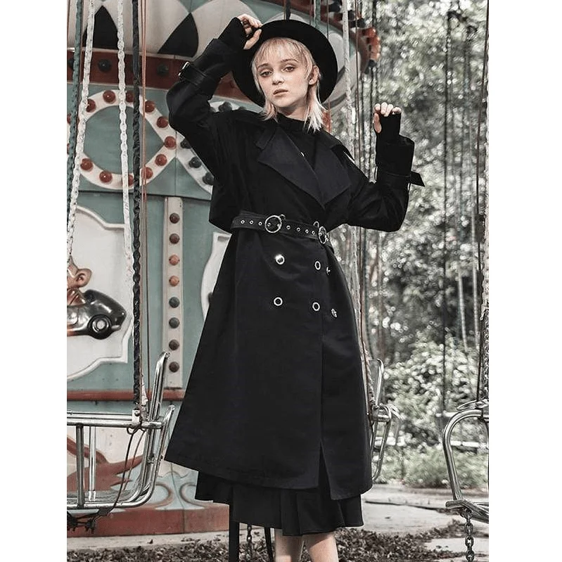 Women's pea coats with brass buttons for a nautical - inspired styleWomen's Double-layered Turn-down Collar Overcoats With Belts Women's pea coats with brass buttons for a nautical - inspired styleWomen's Double-layered Turn-down Collar Overcoats With Belts