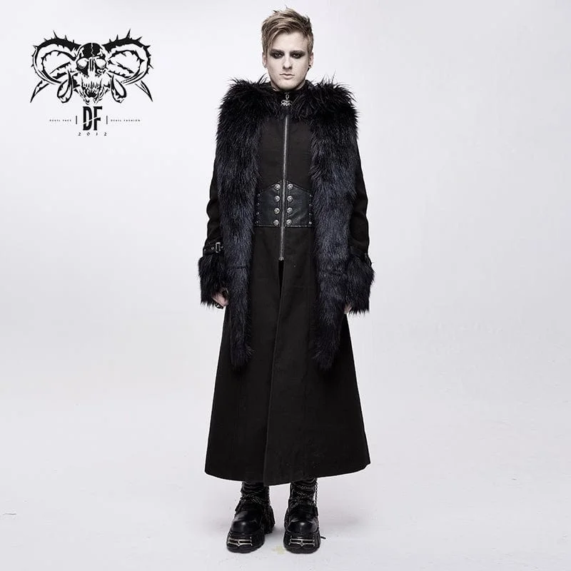 Women's cropped leather coats with silver studs for an edgy lookMen's Goth Fur Collar Hooded Woolen Overcoat Women's cropped leather coats with silver studs for an edgy lookMen's Goth Fur Collar Hooded Woolen Overcoat