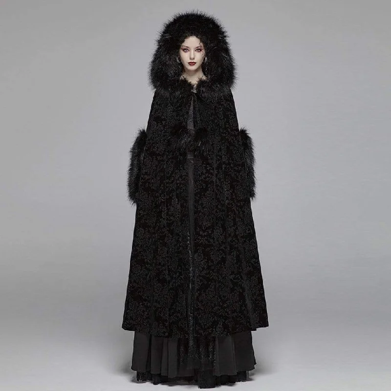 Long women's mac coats in a lightweight fabric for spring showersWomen's Goth Hooded Woolen Cloak Long women's mac coats in a lightweight fabric for spring showersWomen's Goth Hooded Woolen Cloak