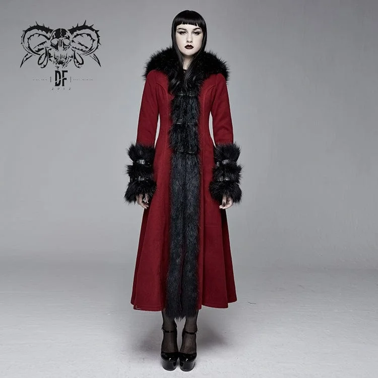 Long women's mac coats in a lightweight fabric for spring showersWomen's Gothic Winter Warm Overcoats With Detachable Fluffy Accessories Long women's mac coats in a lightweight fabric for spring showersWomen's Gothic Winter Warm Overcoats With Detachable Fluffy Accessories