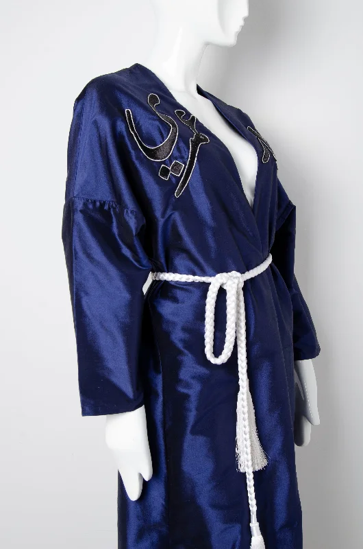 women robes with a dropped - shoulder designAqdar Umri Blue Bisht