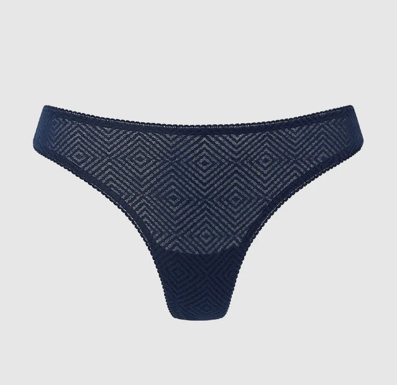 Aztec lace thong [Navy]