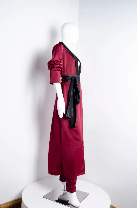women robes with a geometric print for a trendy lookBlood Red Pyjama Chic Robe