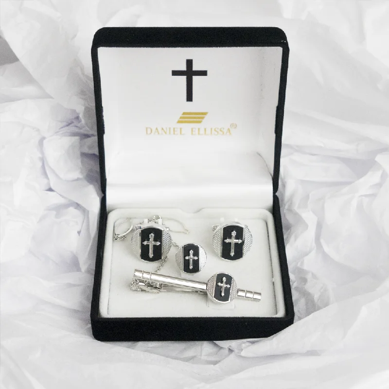 women robes with a reversible design for versatilityCircle shape Silver Colored Cross Cuff Links Black background