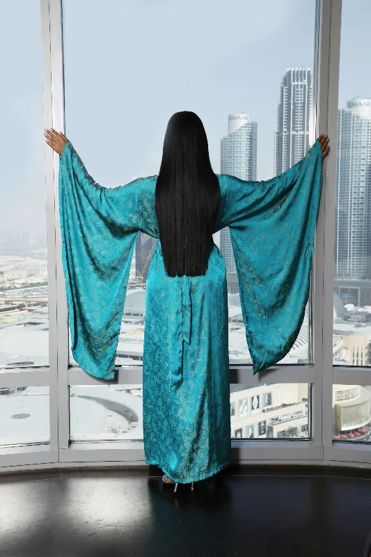 striped women robes in classic patternsJasmine turquoise kimono robe