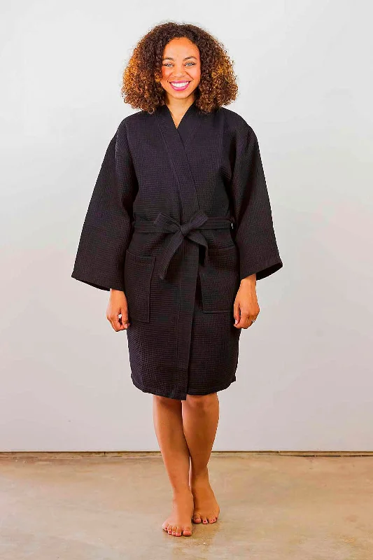 women robes with a shawl collar for styleWaffle Robe - Knee Length