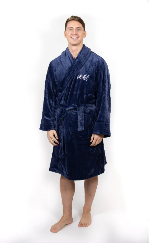 Luxurious Fluffy Navy Mens Robe