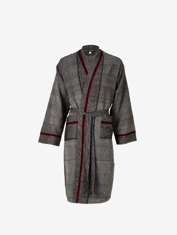 women robes with embroidery detailsMete Vegan Lounge Gown | Charcoal