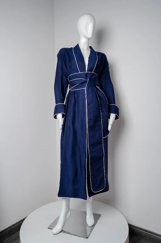 women robes with a drawstring waist for a customized fitNavy Blue Pyjama Chic Robe