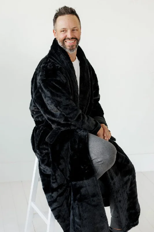 open - front women robes for easy wearBlack Robe