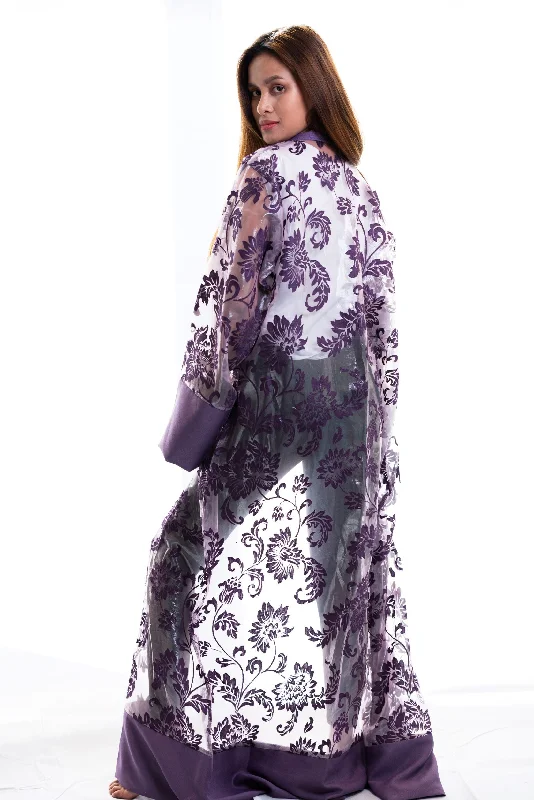 open - front women robes for easy wearNoor sheer kimono Coat