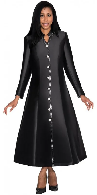floral - printed women robes for a feminine touchNubiano Dresses DN 5881 - Black Church Dress/Robe with Button Front and Jewel Trim floral - printed women robes for a feminine touchNubiano Dresses DN 5881 - Black Church Dress/Robe with Button Front and Jewel Trim