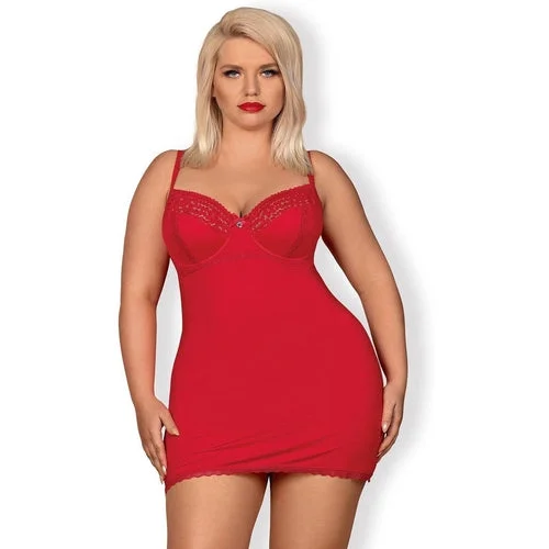 Thong slips for women in sheer fabricsObsessive - Jolierose Chemise & Thong Red XXL Thong slips for women in sheer fabricsObsessive - Jolierose Chemise & Thong Red XXL