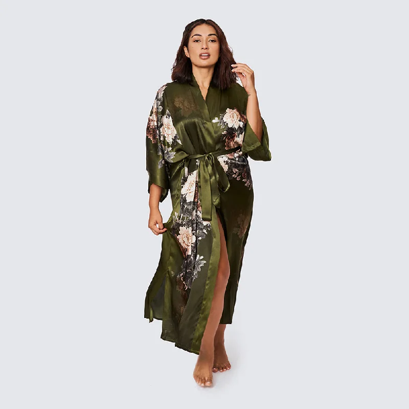 Silk Keina Long Kimono Robe (Plus Size)