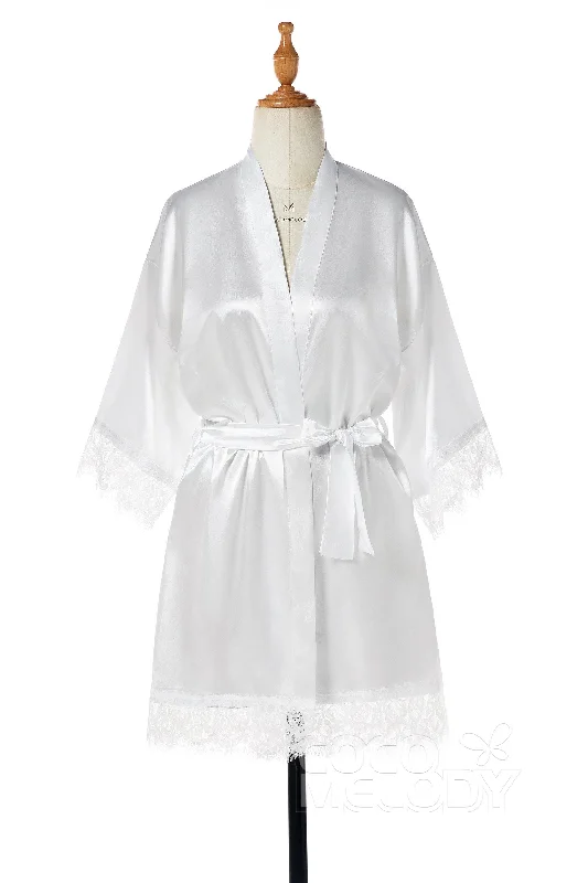 women robes with a shawl collar for styleShort Silk-Like and Lace Robes CZ0210