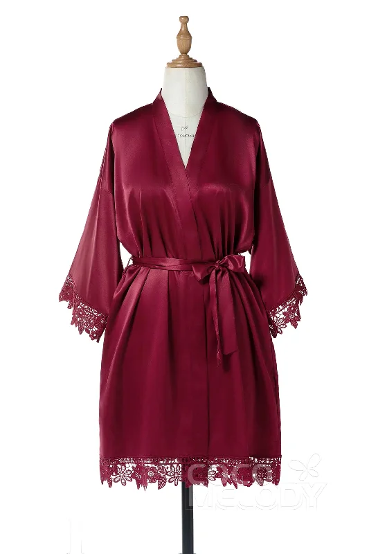 women robes with a nautical - themed patternShort Silk-Like and Lace Robes CZ0214
